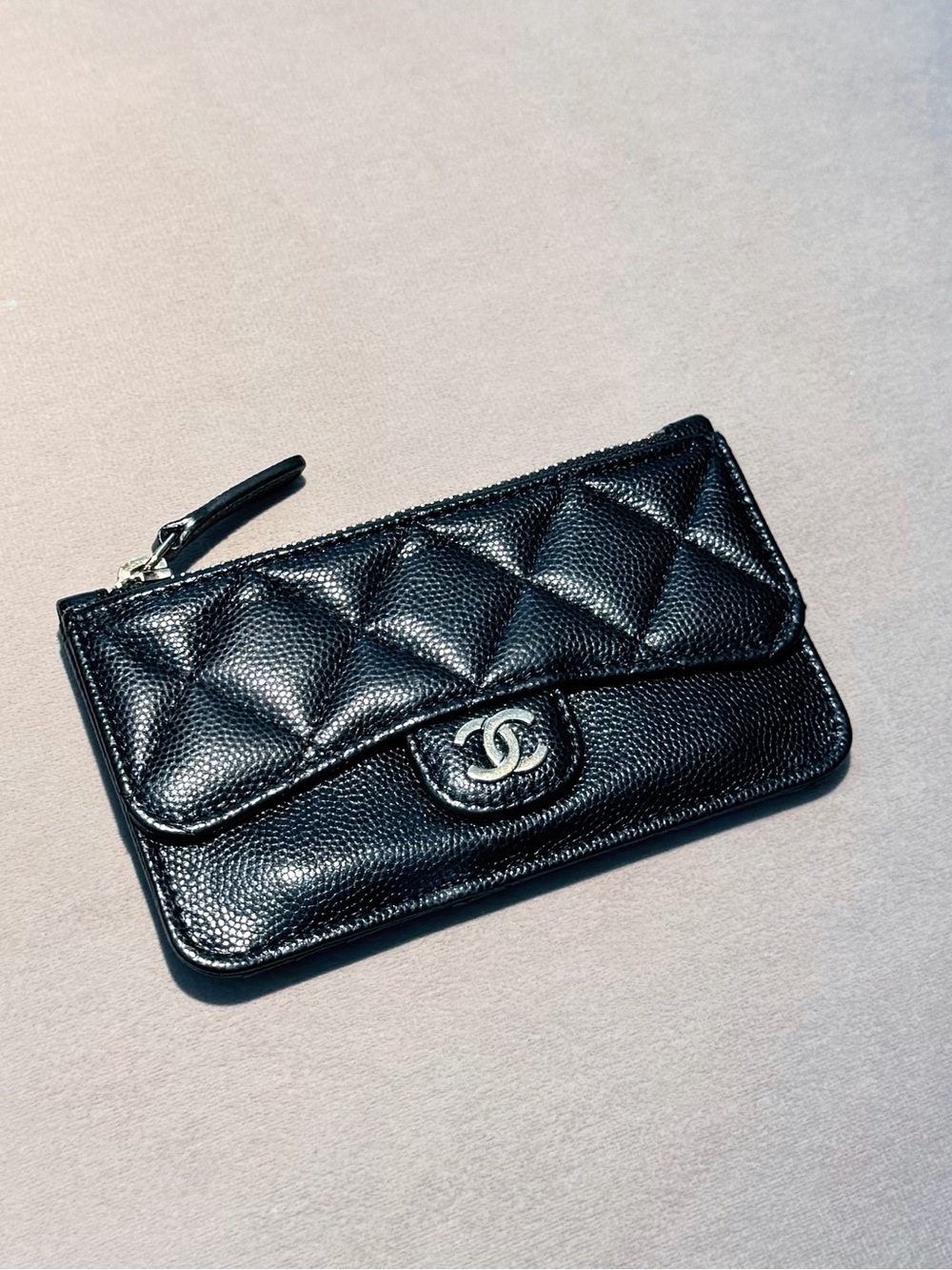 Chanel Caviar Quilted Flap Zip Card Holder Wallet